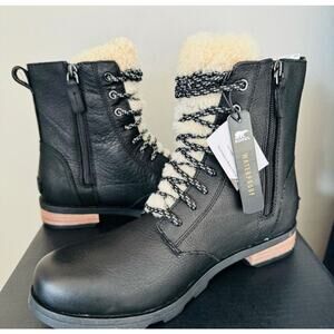NIB Sorel Black Lace up and Zip Waterproof Boots Sz 10 Women's